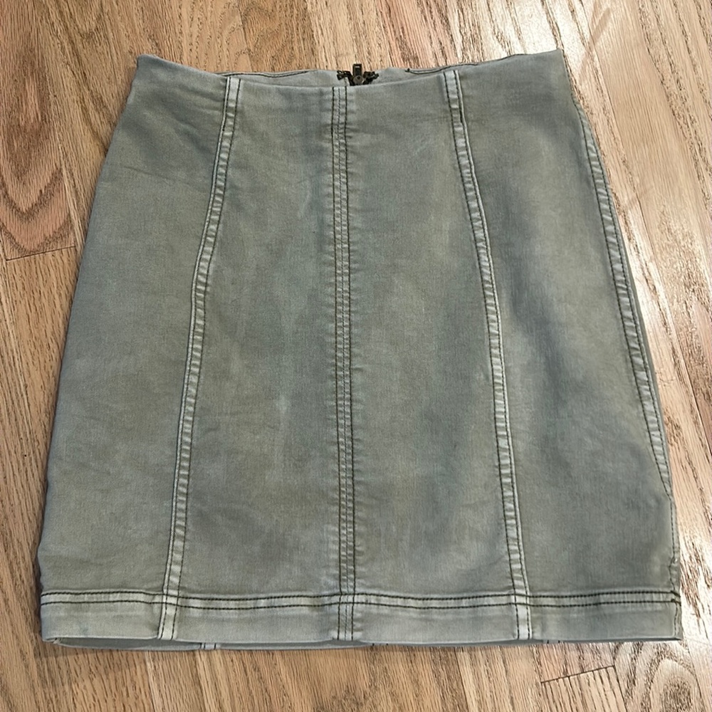 Free People pale green denim skirt